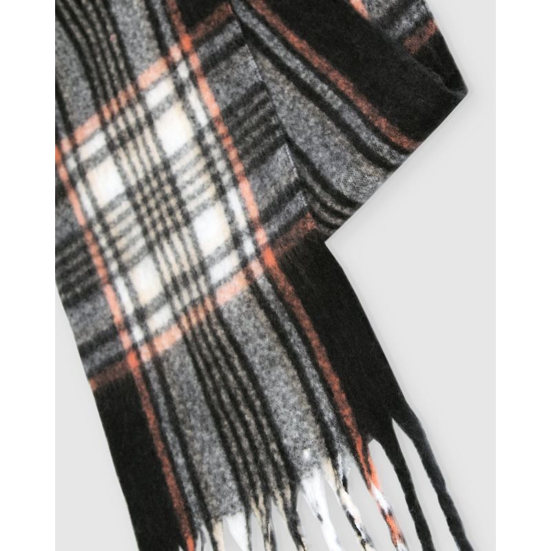 Meridian Brushed Plaid Scarf - Black image