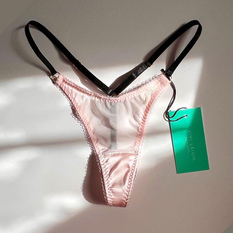 Mesh Strappy Thong- Blush Pink image