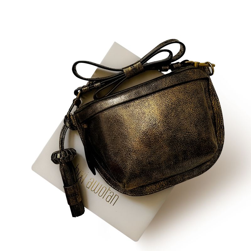 Metallic Golden Leather Sling Bag For Woman image