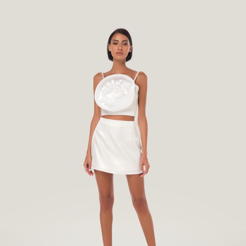 Shimmer Mini Skirt - White image