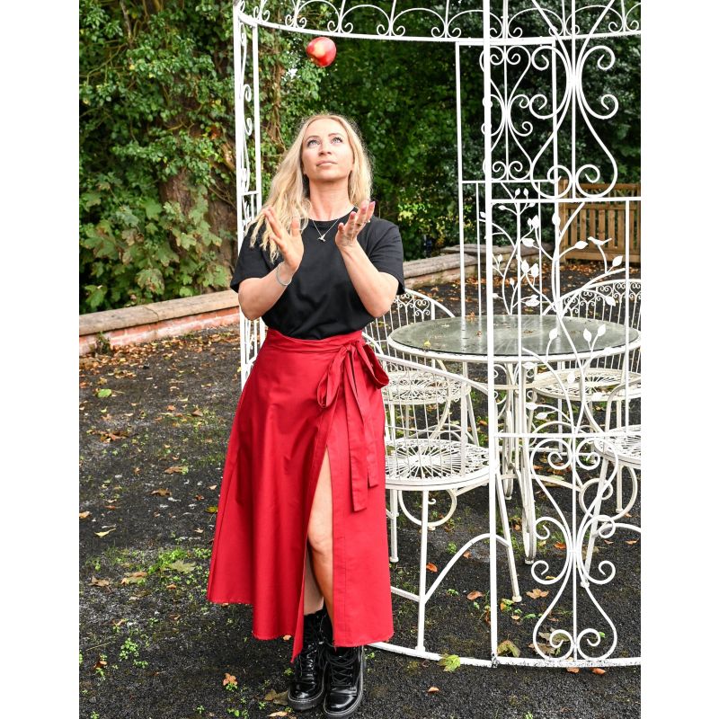 Wine red cheap midi skirt