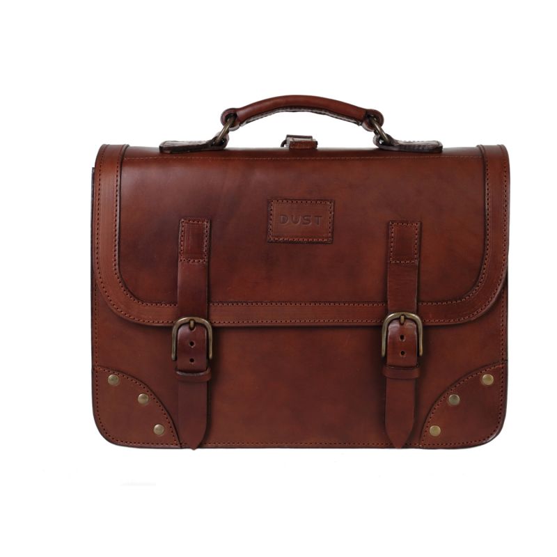 Leather Briefcase In Cuoio Havana image