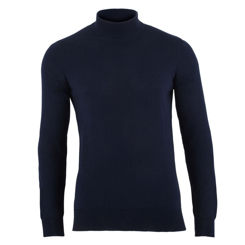 Mens Ultra Fine Cotton Mock Turtle Neck Spencer Jumper - Navy | Paul ...