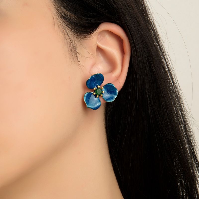 Blue Petal Flower Earrings image