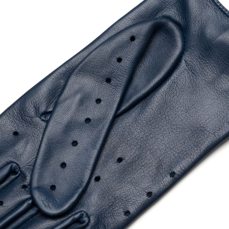 Arezzo - Women's Leather Driving Gloves In Jeans Blue Nappa Leather image