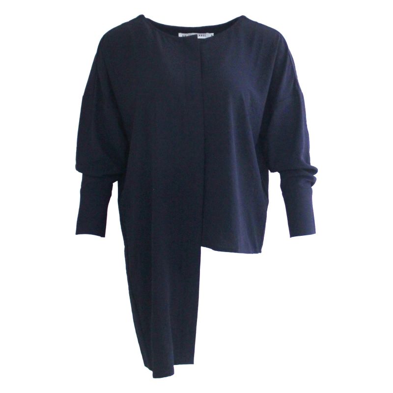 Sonya Hi-Lo Hemline Long Sleeves Top In Navy image