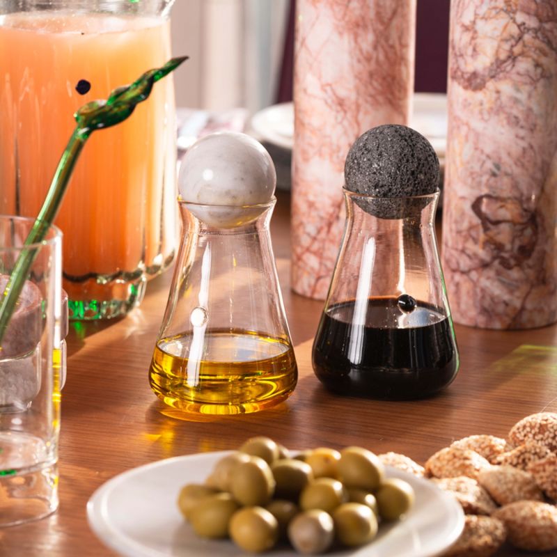 Oil and Vinegar Containers with Marble and Lava Stone Lid image