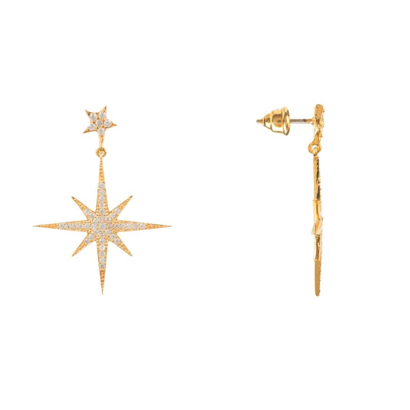 Petite Star Burst Drop Earring Gold image