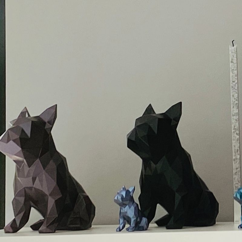 French Bulldog Geometric Sculpture - Frank In Metallic Plum image