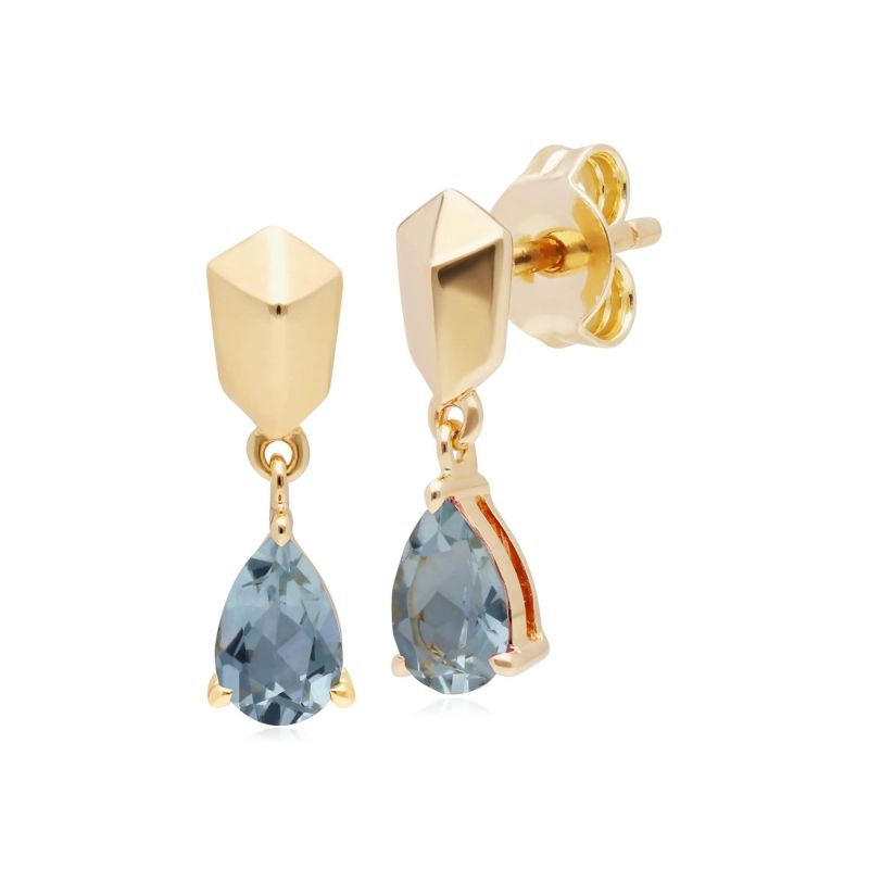 Micro Statement Aquamarine Earrings In Gold Plated Silver image