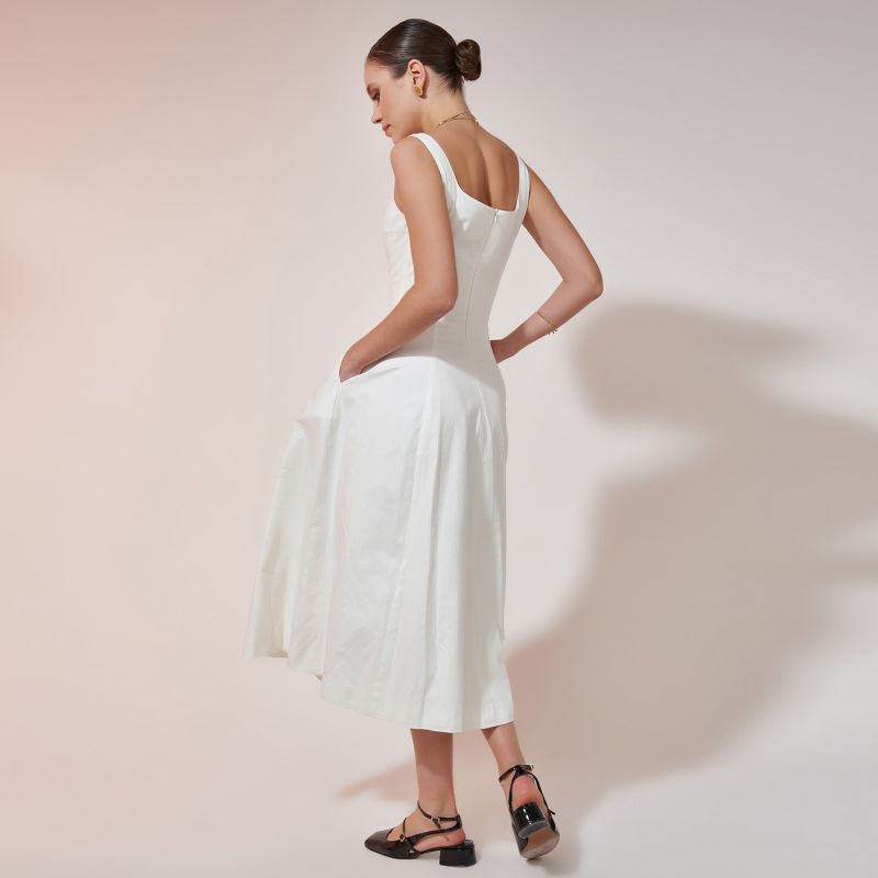 Mid-Length Poplin Dress - Ivory image