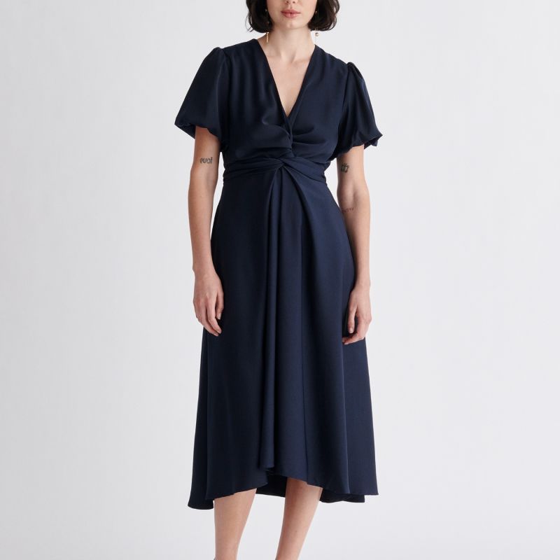 Midi Twist Dress - Navy | PAISIE | Wolf & Badger