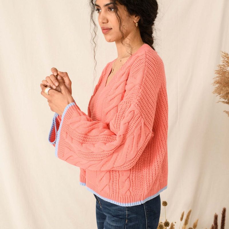 Katrina Cable V-Neck Jumper Coral image