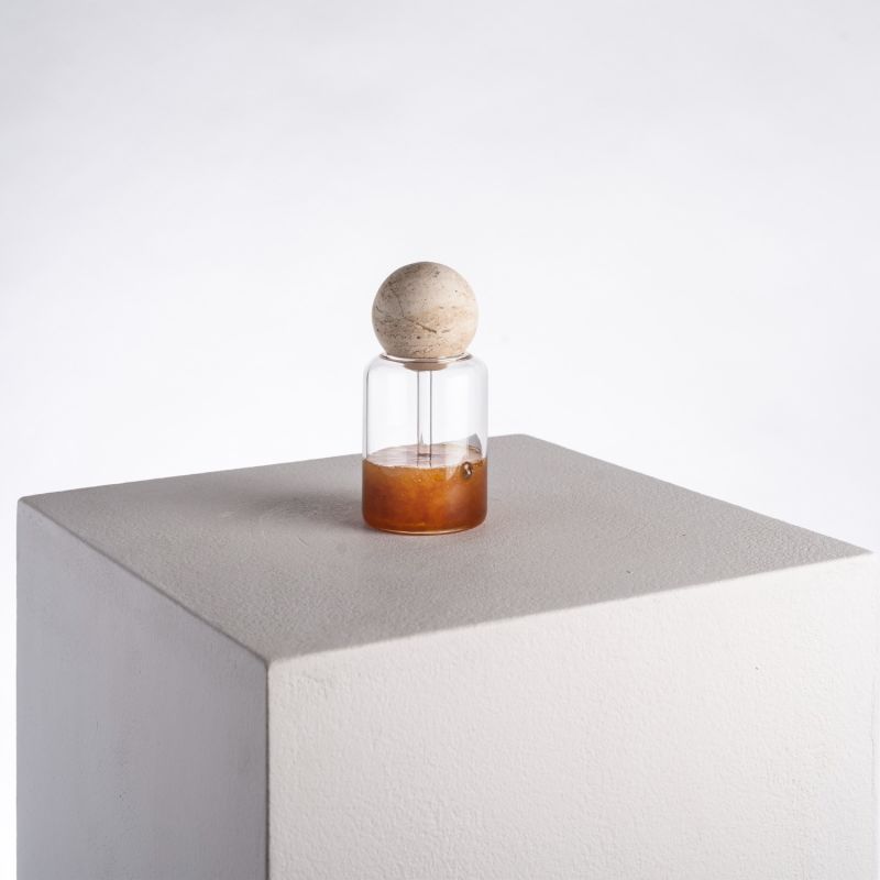 Honey Pot Container - Travertine Marble image