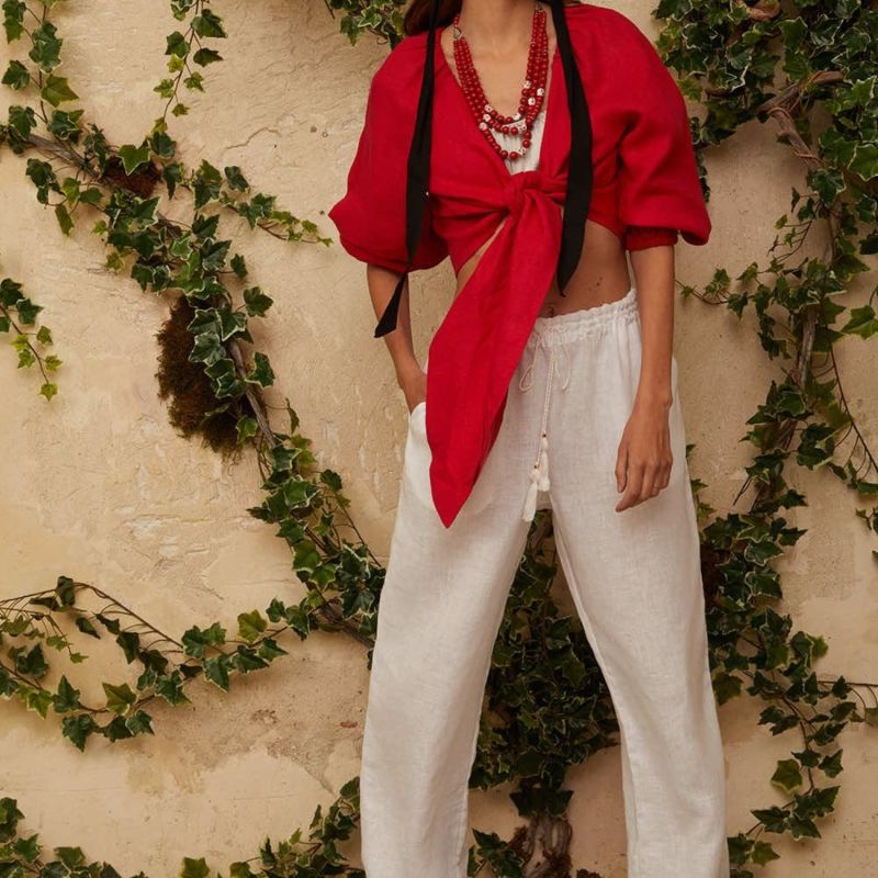 Veleslava Top With Ties In Scarlet Red image