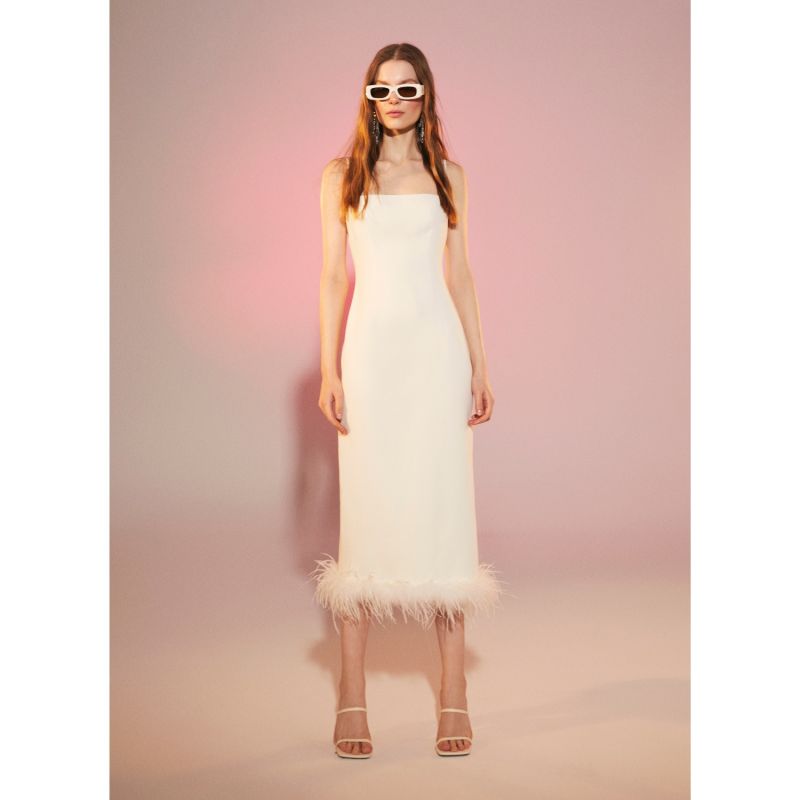 Miles Crepe Midi Dress In Vanilla Ice NAZLI CEREN Wolf & Badger