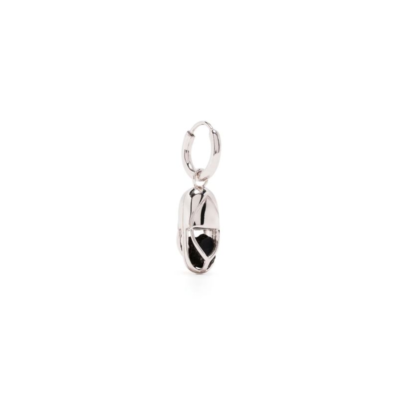 Mini Capsule Crystal Hoop Earring - Black Onyx, Sterling Silver image