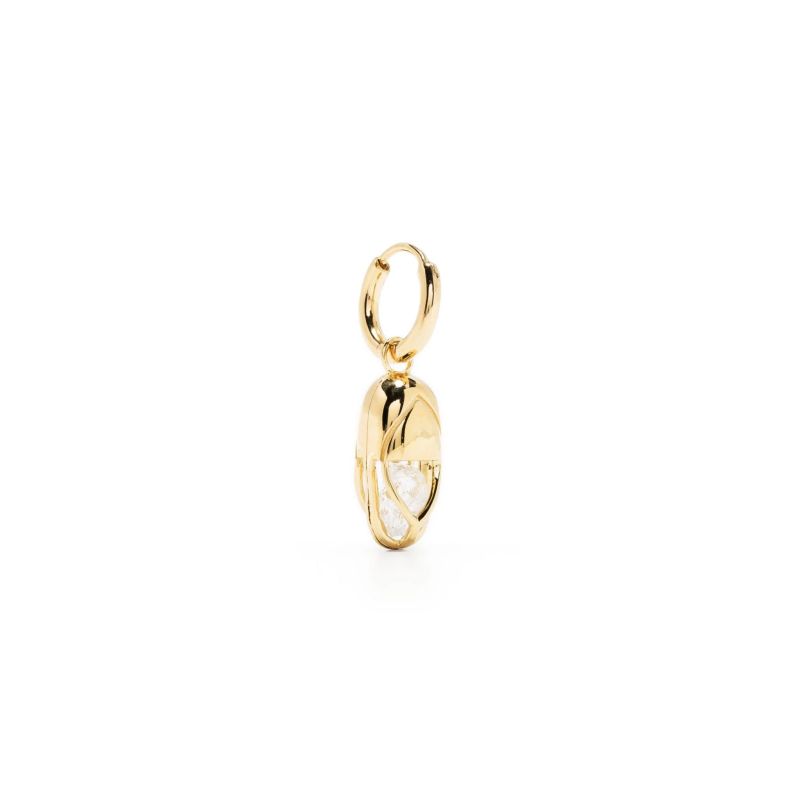 Mini Capsule Crystal Hoop Earring - Clear Quartz, Gold Vermeil image