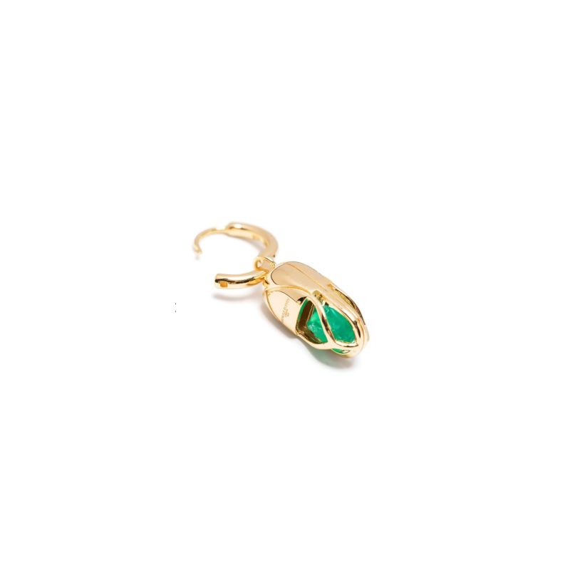 Mini Capsule Crystal Hoop Earring - Green Onyx, Gold Vermeil image