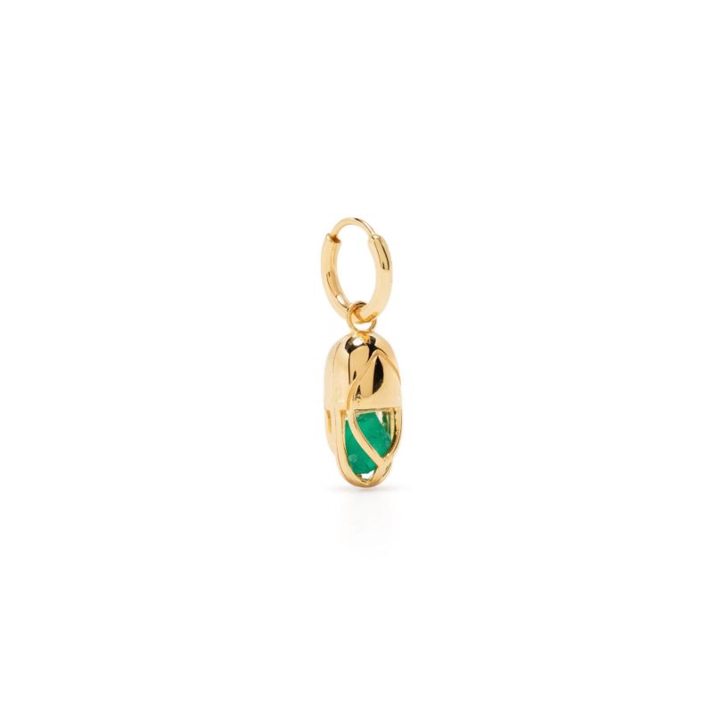 Mini Capsule Crystal Hoop Earring - Green Onyx, Gold Vermeil image
