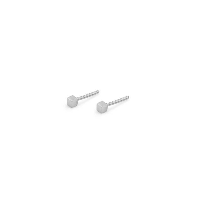 Mini Cube Studs Silver image