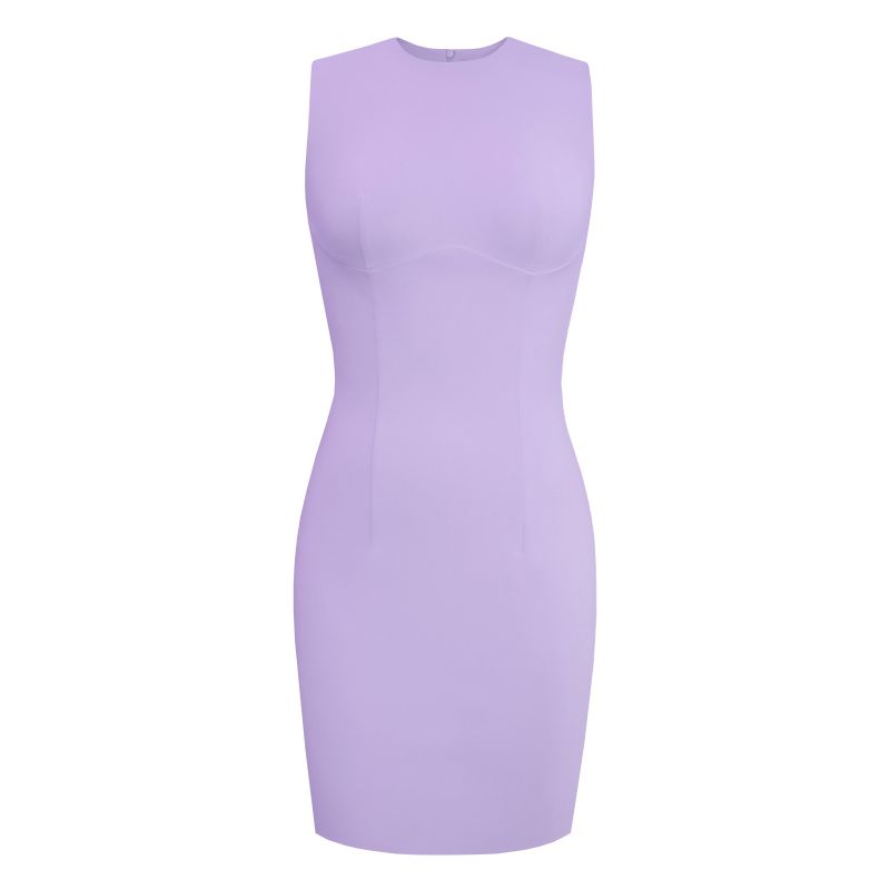 Mini Sheath Dress With Jewel Neckline - Lavender image