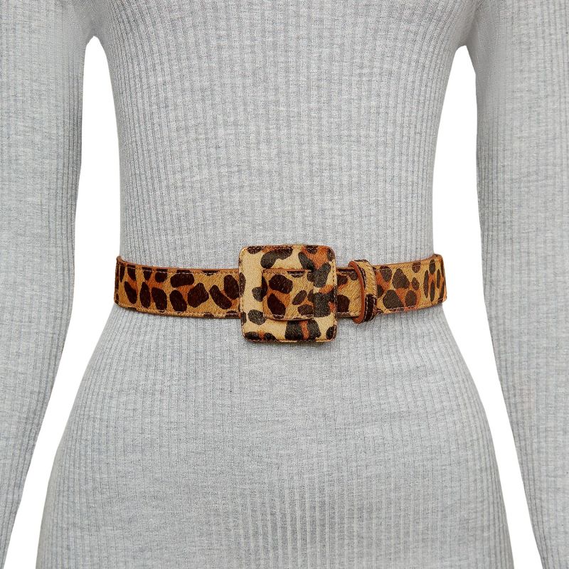 Mini Square Buckle Belt - Leopard | BeltBe | Wolf & Badger Mini Square Buckle Belt - Leopard | BeltBe | Wolf & Badger