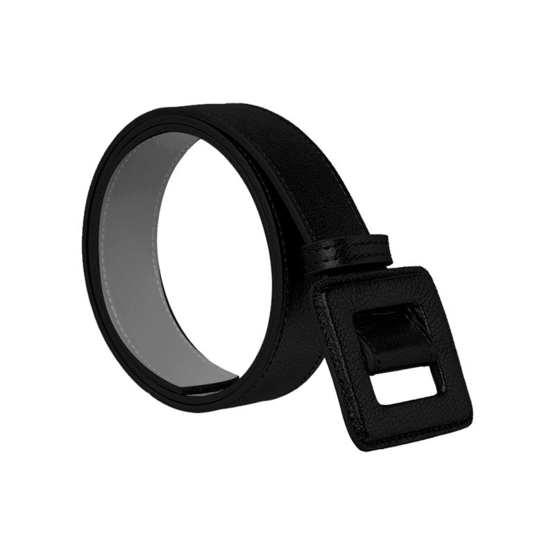 Mini Square Floater Buckle Belt - Black by BeltBe