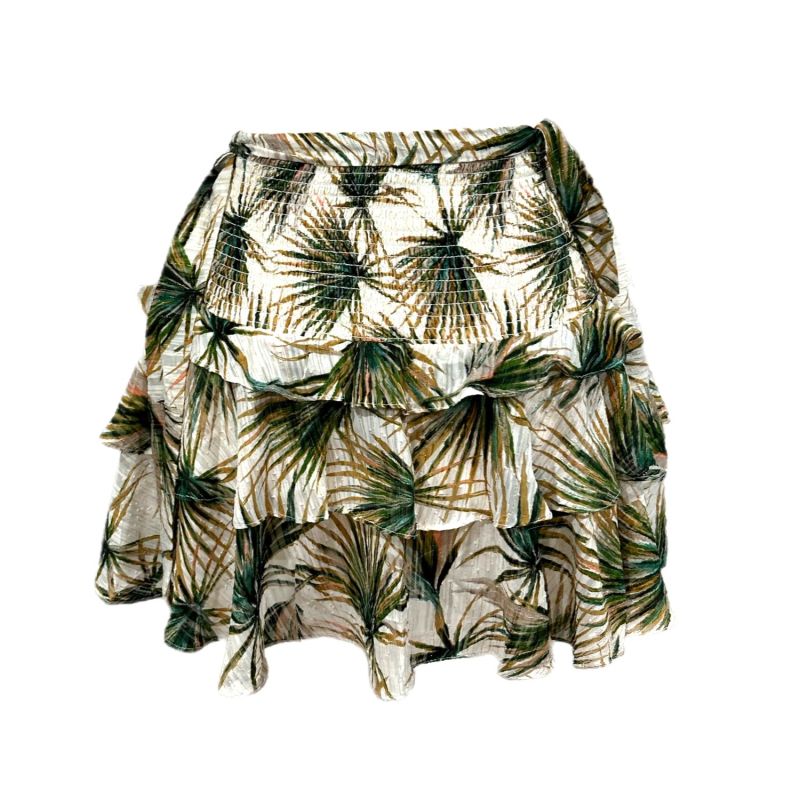 Mini Structured Smocked Skirt In Tropical Print image