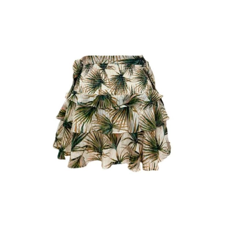 Mini Structured Smocked Skirt In Tropical Print image