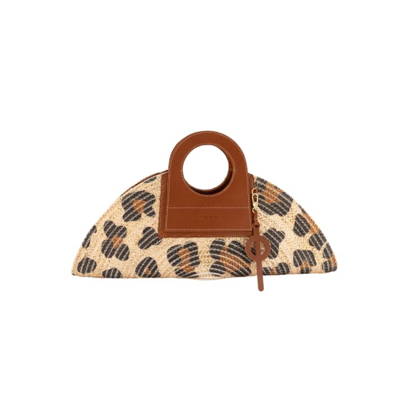 Mini Taco Straw / Leather Beach Bag - Tan image