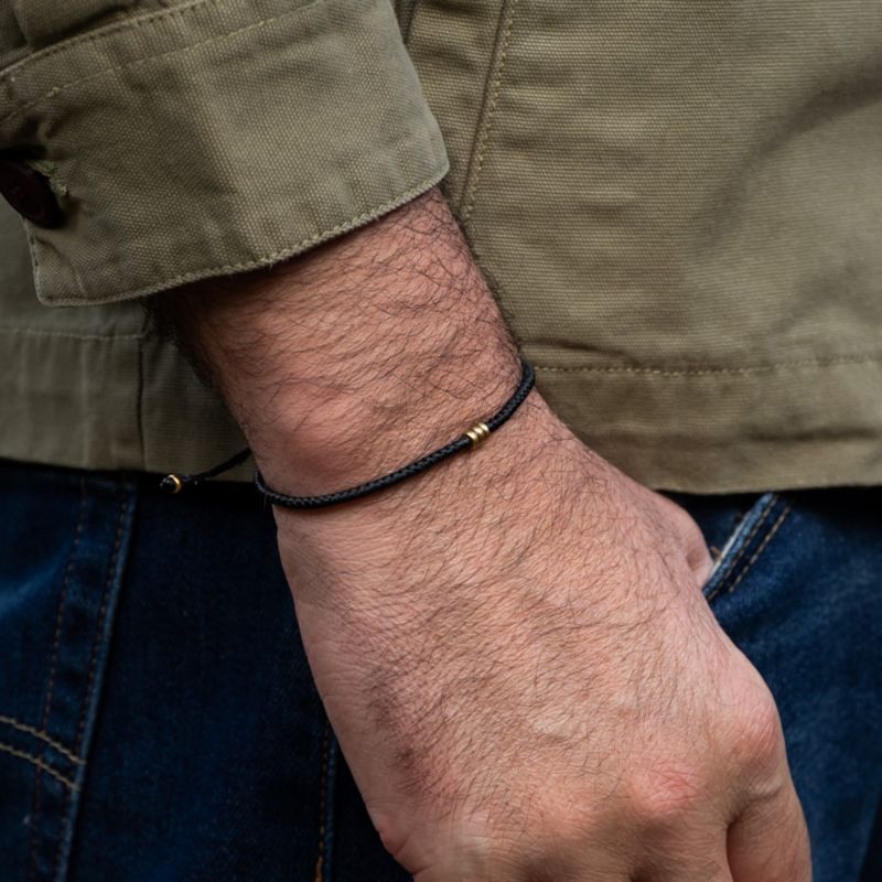 Minimalist Cord And Brass Bracelet For Men - Soul Brass image