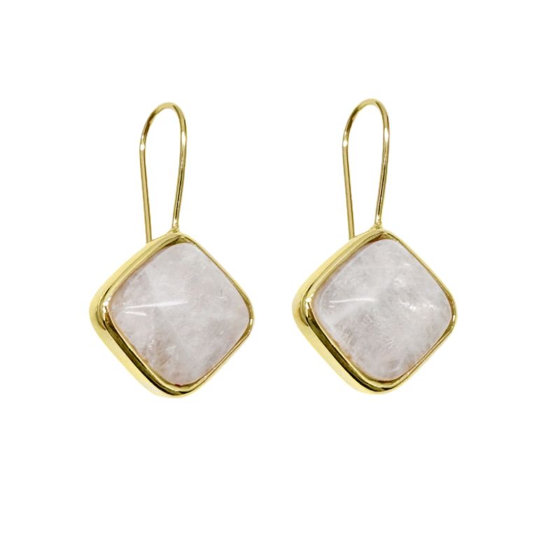 Minimalist Square Shaped Moonstone Earrings image