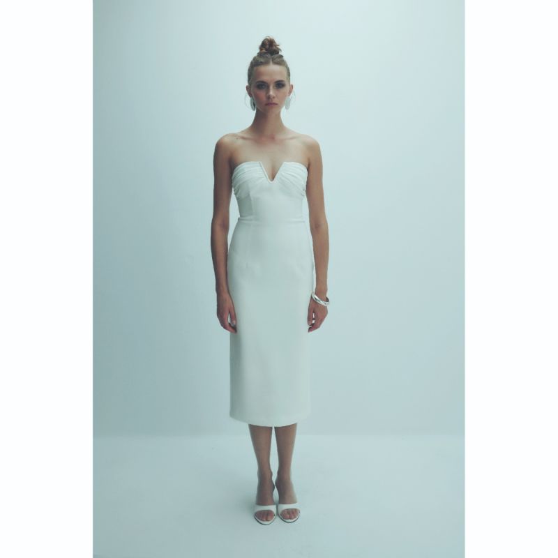 Miora Crepe Midi Dress In Vanilla Ice image