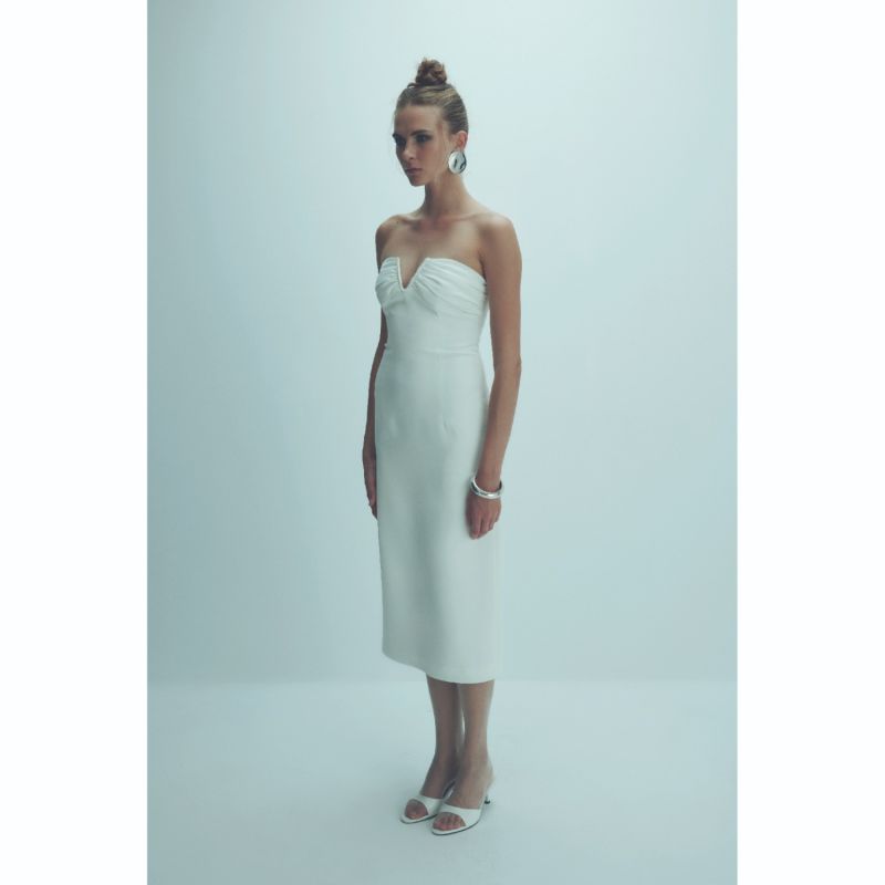 Miora Crepe Midi Dress In Vanilla Ice image