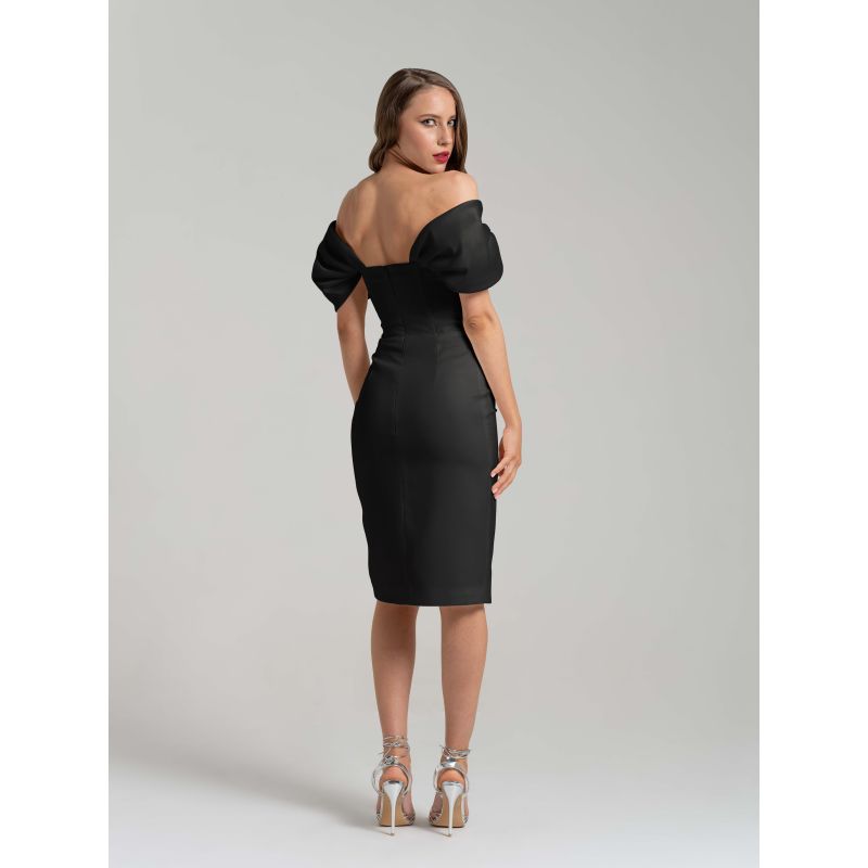 Mirage Crystal Ornament Midi Dress Black image