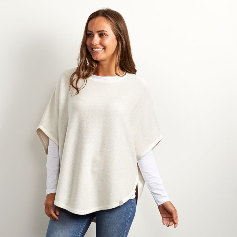 Flora Cotton Cashmere Reversible Poncho Cream & Starch image