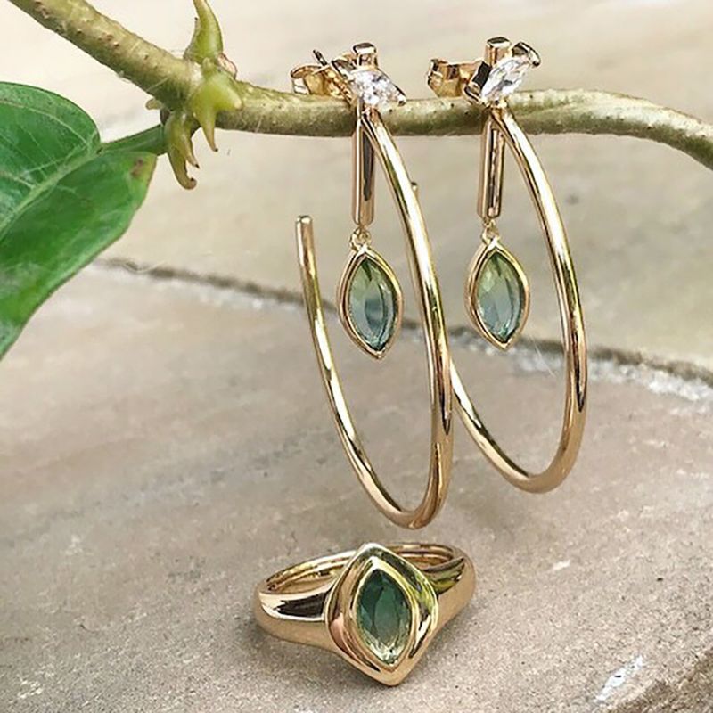 Marquise Dangle Hoops Ocean Quartz image