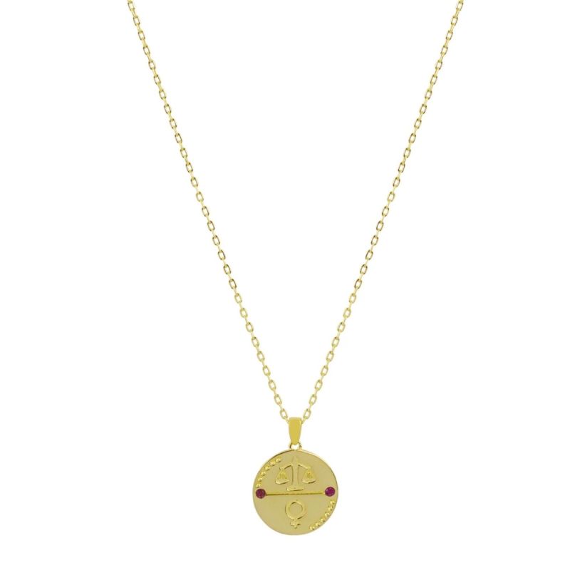 Libra Zodiac Necklace - Gold image