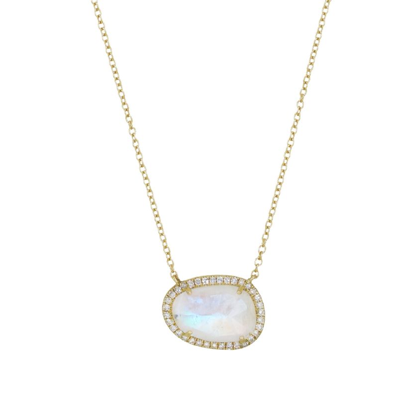 Moonstone Pebble Necklace With Diamonds image