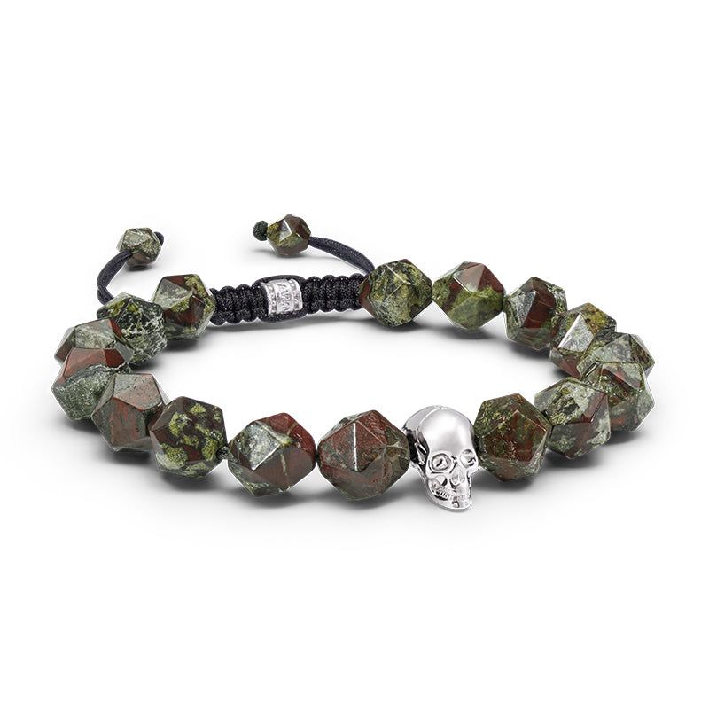 Dragon Blood Jasper And Skull Charm Beaded Bracelet image