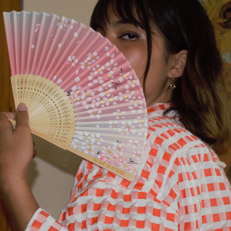 Hand Fan - Pink On A Chain image