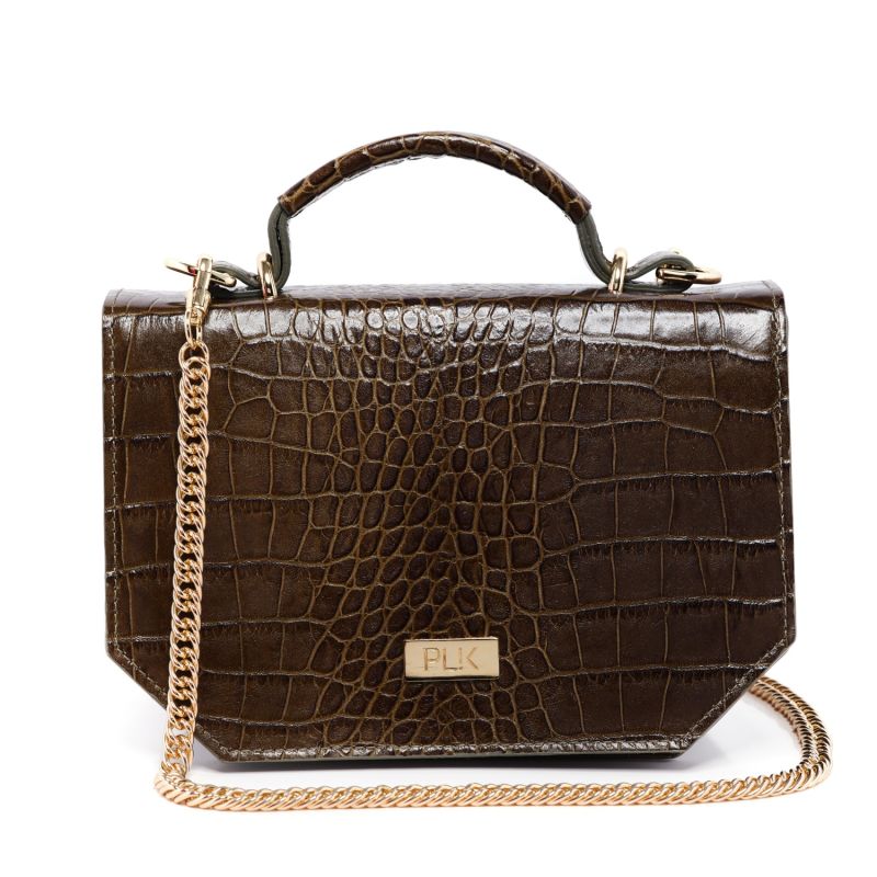 Lola Crossbody Bag Olive Green Croc image