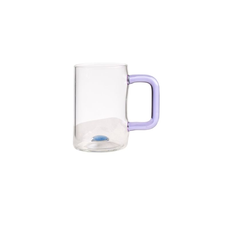 Small Glass Coffee Cup With Pink Handle image