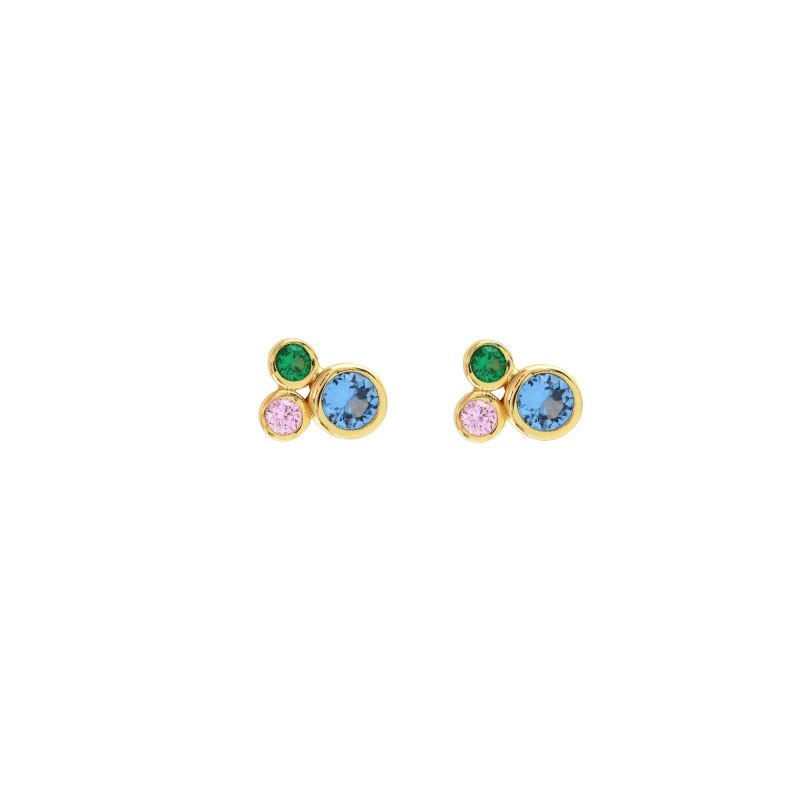 Modernist Bezel Crystal Stud Earrings Gold Vermeil image