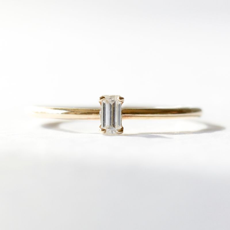 Moissanite Baguette Ring - Gold image