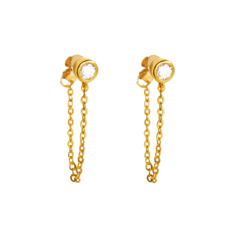 Moissanite Chain Gold Stud Earrings image