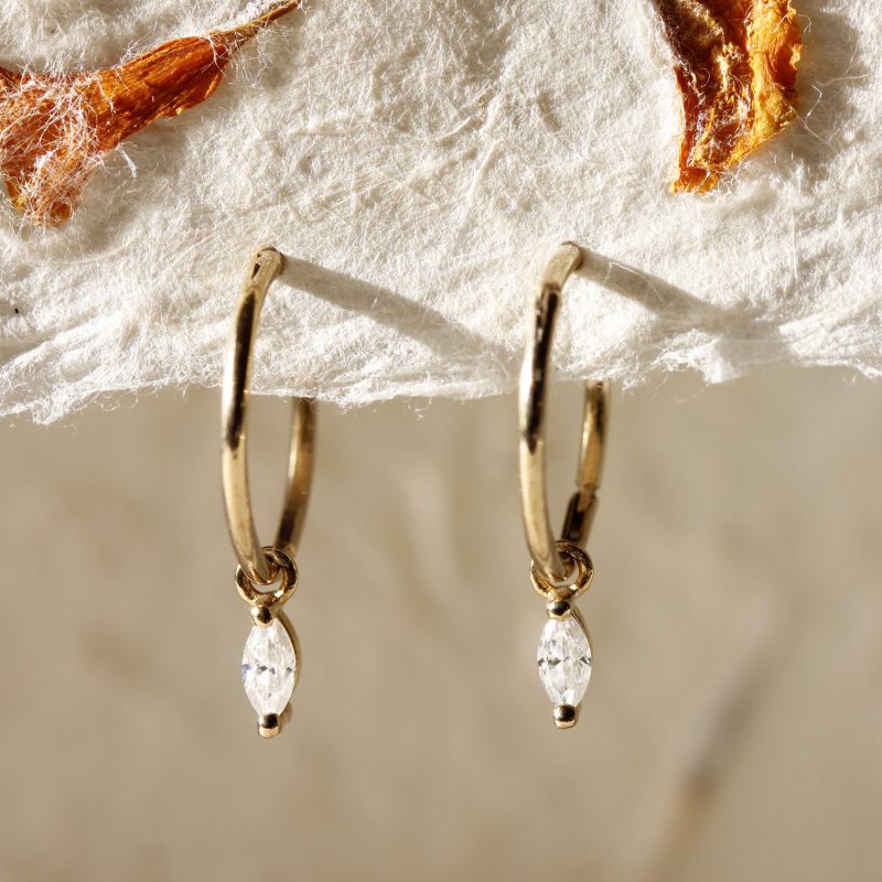 Moissanite Clicker Hoop Earrings - Gold image