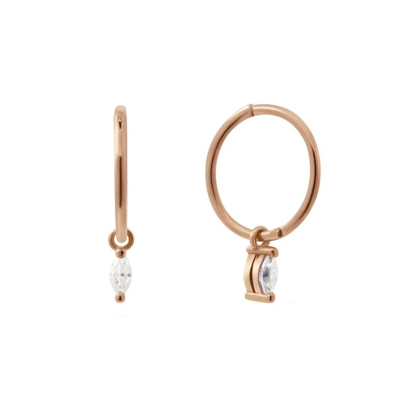 Moissanite Clicker Hoop Earrings - Rose Gold image