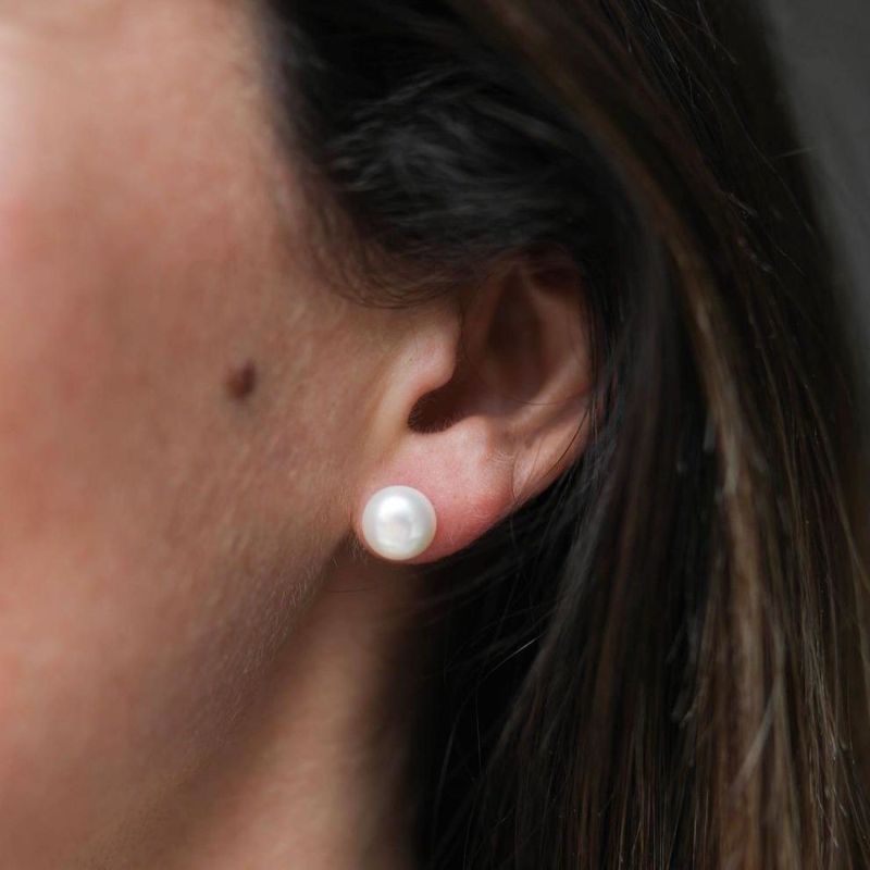 Molina White Pearl Stud Earrings image